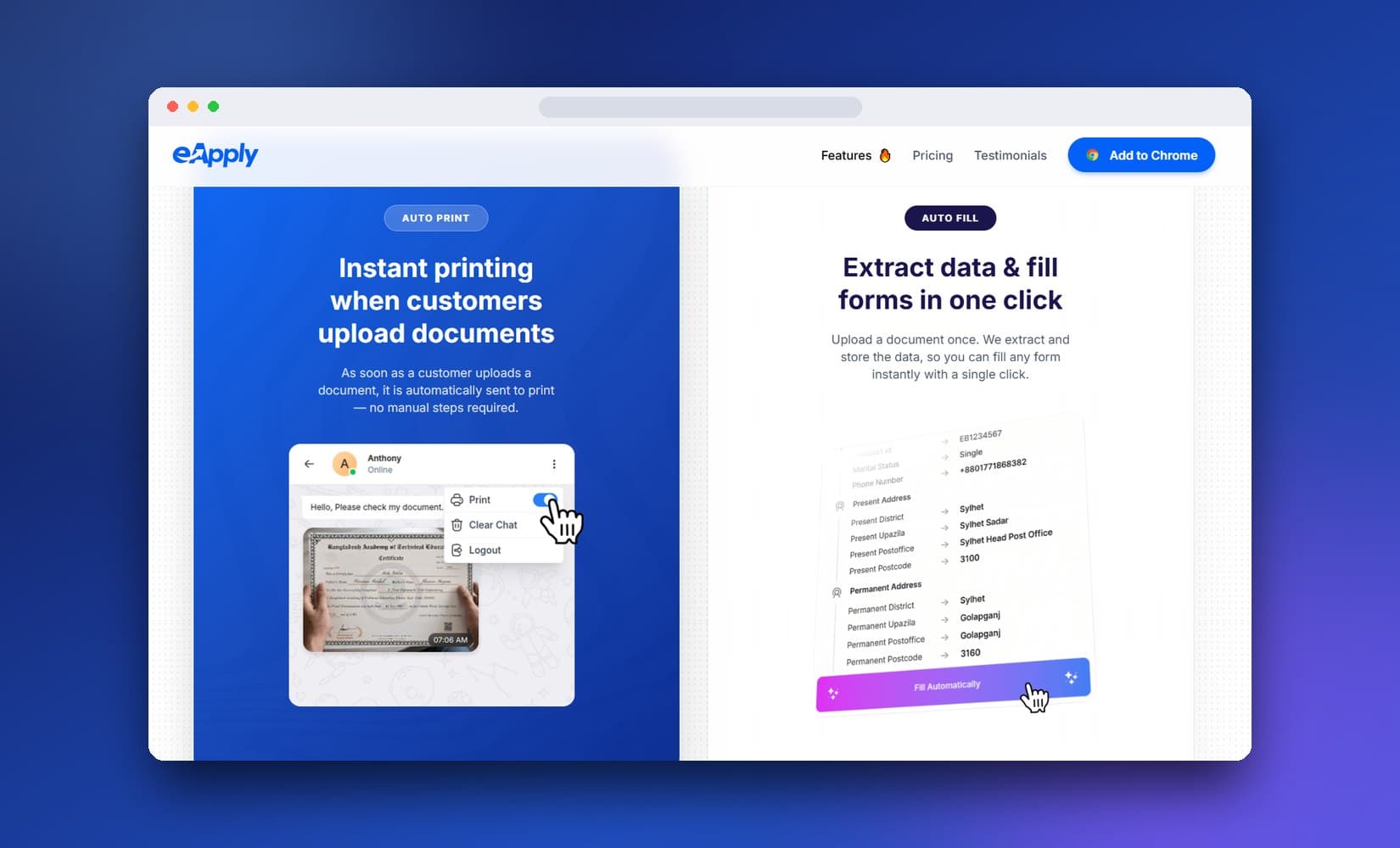 eApply autofill browser extension
